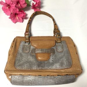 MX Tan and Gray Faux Hand/Shoulder Bag